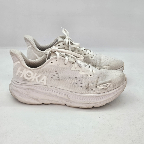 HOKA Clifton 9 Mens Running Shoes White Size 7.5 Cushioned Athletic Sneakers Pro - Picture 4 of 11